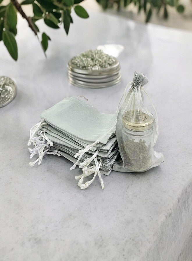 Moira Women's Small Potli Gift Bags Tissue Silk (18 cm X 12 cm) Pack of 25 (Silver) - Image 2